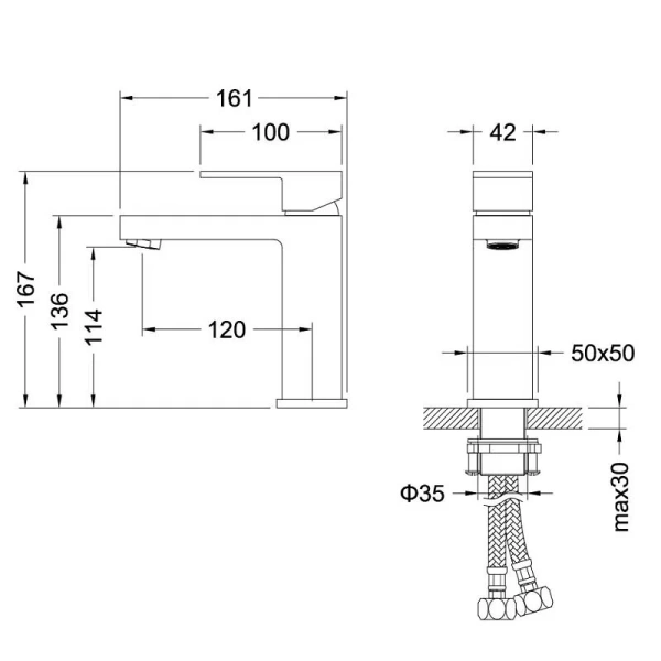 Смеситель для раковины Акватек Либра без донного клапана хром AQ1610CR (детальная фотография), для раковины