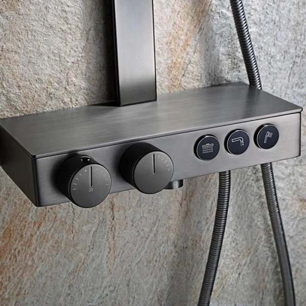 Душевая стойка Black&White Universe оружейная сталь 7815GM (детальная фотография), другие