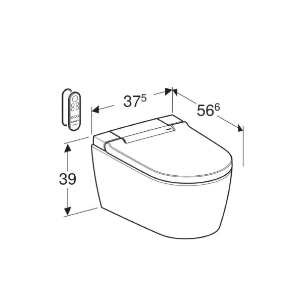 Унитаз-биде, белый-хром, Geberit AquaClean 146.224.21.1 (детальная фотография), встраиваемые