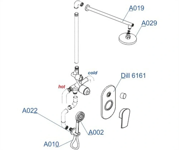 Душевой комплект WasserKRAFT Dill хром A16629 (детальная фотография), хром