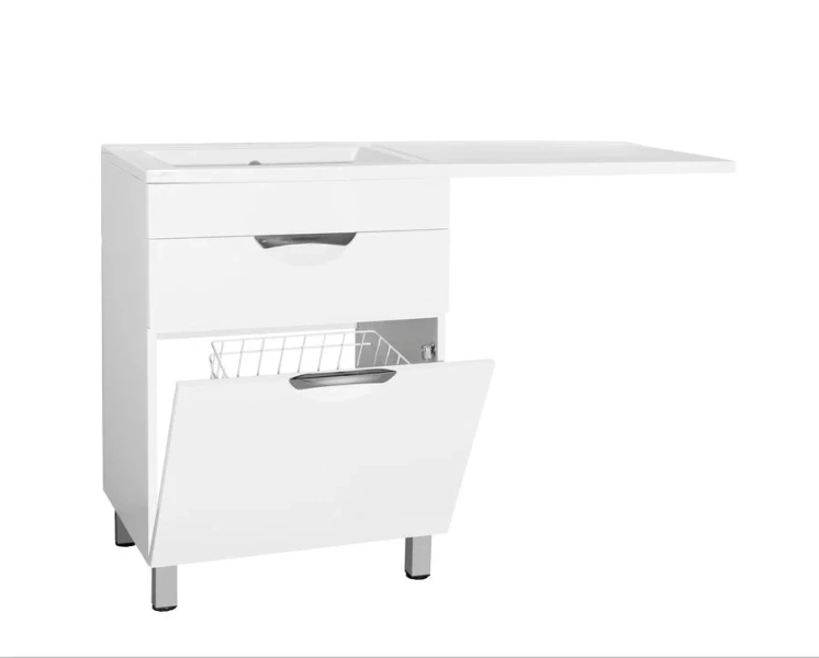 Тумба с раковиной напольная Style Line Жасмин ЛС-00000645 120 см с бельевой корзиной (детальная фотография), напольная, пристенная