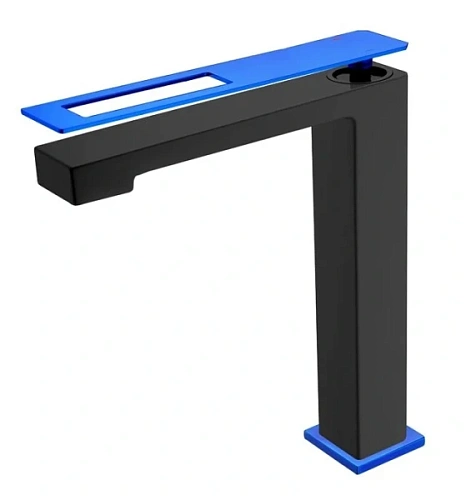 Смеситель для раковины Boheme Q черный/синий - фото 5