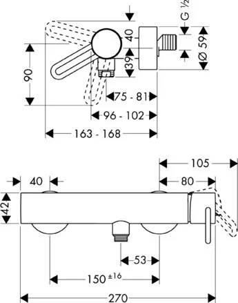 Смеситель для душа Axor Uno² 38620000 (детальная фотография), для душа