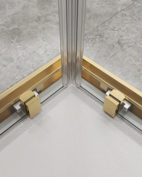 Душевой уголок Cezares Molveno 90х90 см стекло прозрачное профиль золото MOLVENO-A-2-90-C-BORO-IV (детальная фотография), раздвижные