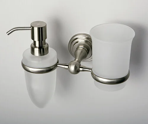 Стакан для ванной и дозатор для мыла WasserKRAFT Ammer никель K-7089 (детальная фотография), другие