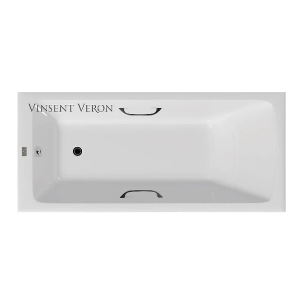 Чугунная ванна Vinsent Veron Kingston VKN1808050H/VH0012BL, 180 x 80 см, ручки черные матовые, цвет белый (детальная фотография)