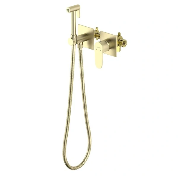 Гигиенический душ со смесителем Акватек Оберон золото шлифованное AQ1220BG (детальная фотография)