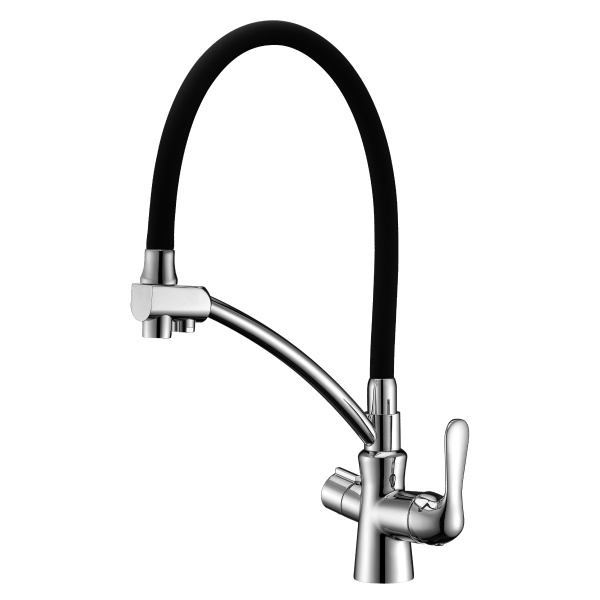 Смеситель для питьевой воды Lemark Comfort с гибким изливом хром/черный LM3070C (детальная фотография)