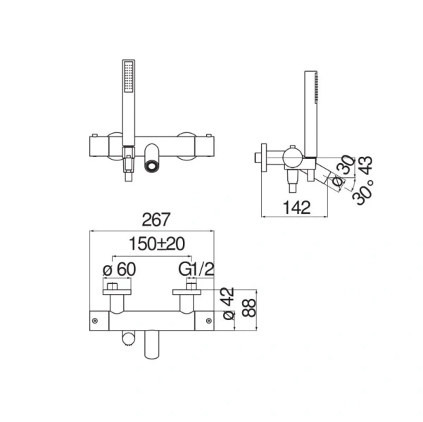 Смеситель для ванны Nobili Live белый матовый LV00010/2WM (детальная фотография), для ванны