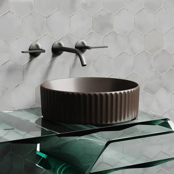 Раковина Ceramica Nova Element 36 см темно-коричневая CN6057MDB (детальная фотография), накладные (на столешницу)