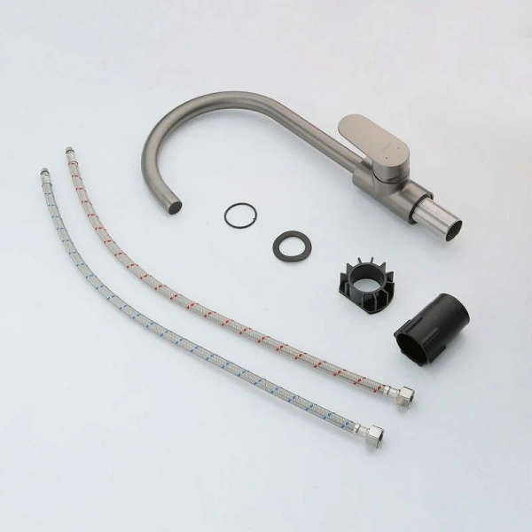 Смеситель для кухни Акватек Ника оружейная сталь AQ1882BGM (детальная фотография), современные, hi-tech