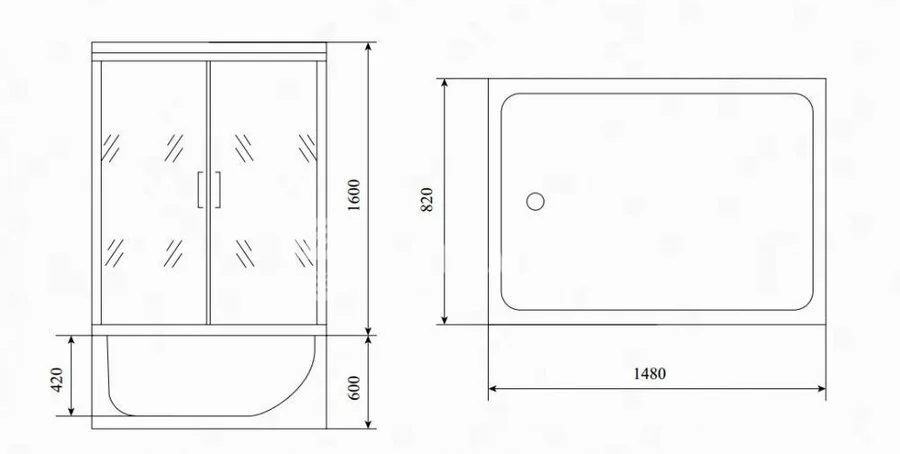 Душевой бокс Timo Lux 148x82 см высокий поддон TL-1505 (детальная фотография), 150х80