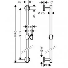 Штанга для душа Hansgrohe Unica с держателем 26402000 (детальная фотография), штанги для душа
