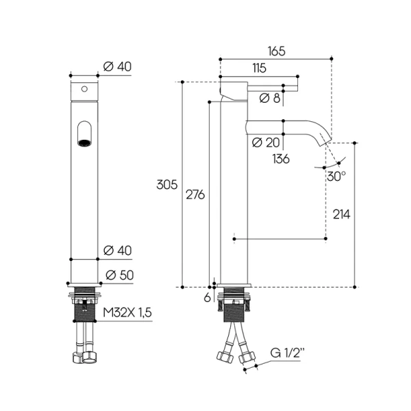 Смеситель для раковины Aqueduto CANO оружейная сталь CAN0345 (детальная фотография), для раковины