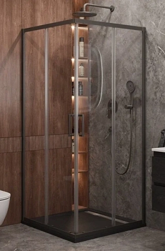 Душевой уголок Cezares Molveno 100х100 см стекло прозрачное профиль оружейная сталь - фото 4