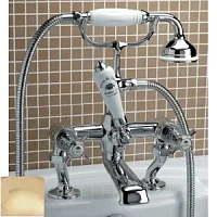 Смеситель для ванны с лейкой и шлангом, 2 отверстия, светлое золото, Devon&Devon Coventry