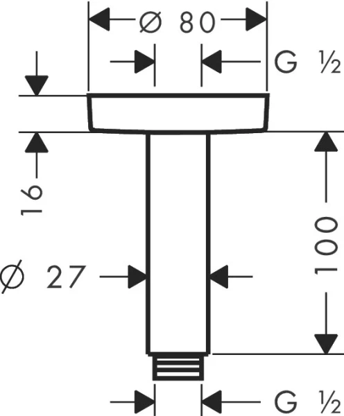 Кронштейн для верхнего душа Hansgrohe хром 27393000 (детальная фотография), в наличии