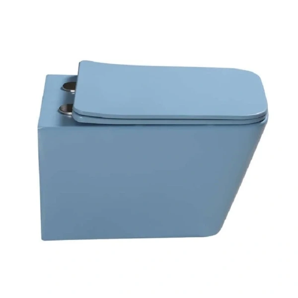 Унитаз подвесной SantiLine голубой SL-5007BL (детальная фотография), без бачка, со скрытым бачком