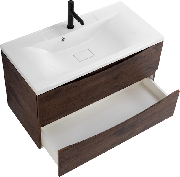 Тумба под раковину подвесная BelBagno Marino 100 см rovere moro MARINO-1000-2C-SO-RW-P (детальная фотография), моноблок