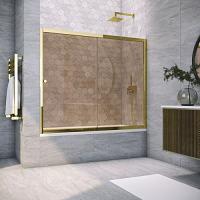 Душевая шторка на ванную профиль золотой стекло бронза Vegas-glass