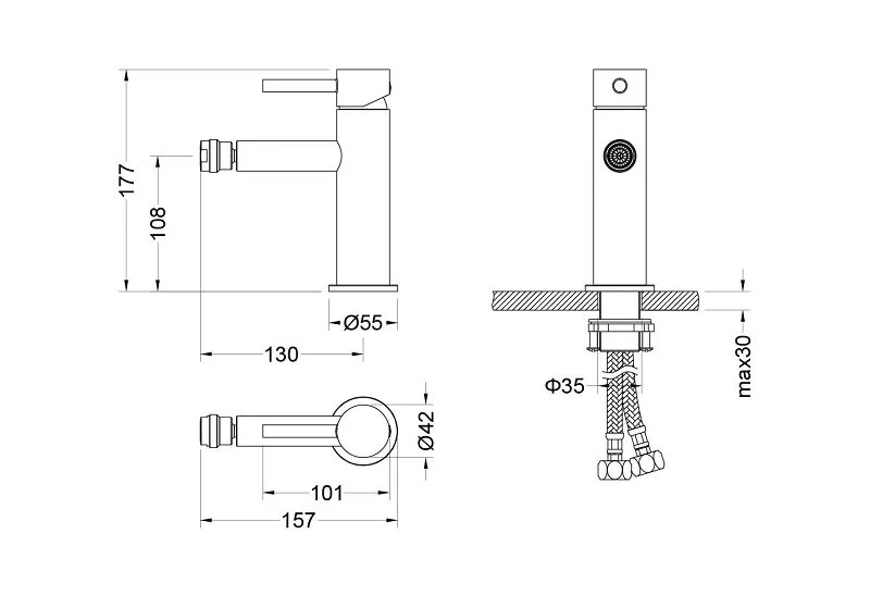 Смеситель для биде Акватек Европа шлифованное золото AQ1318BG (детальная фотография), для биде