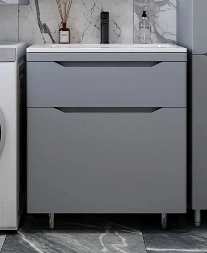 Тумба под раковину напольная Style Line Марелла Люкс Plus 70 см серый матовый антискрейтч - фото 6