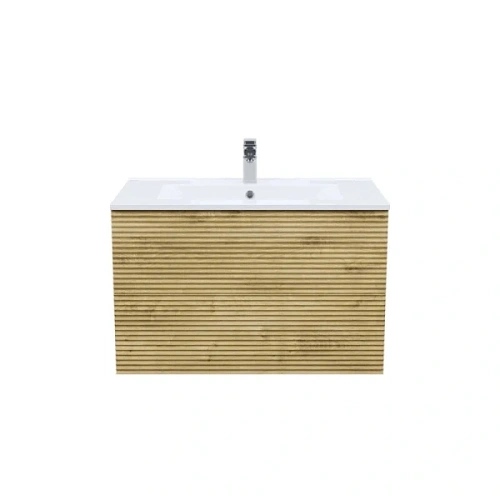 Тумба с раковиной подвесная IDDIS Bild 80 см с ящиками дуб светлый - фото 1