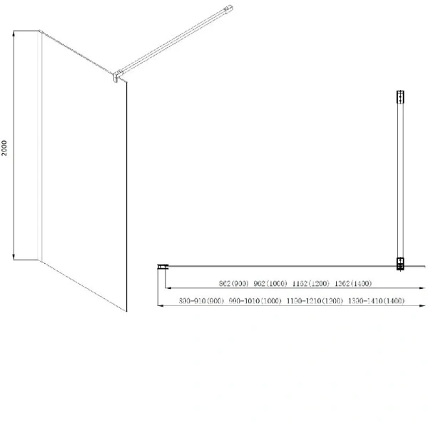 Душевая перегородка Акватек 140 см профиль хром AQ WIW 14020CH (детальная фотография), современные, hi-tech