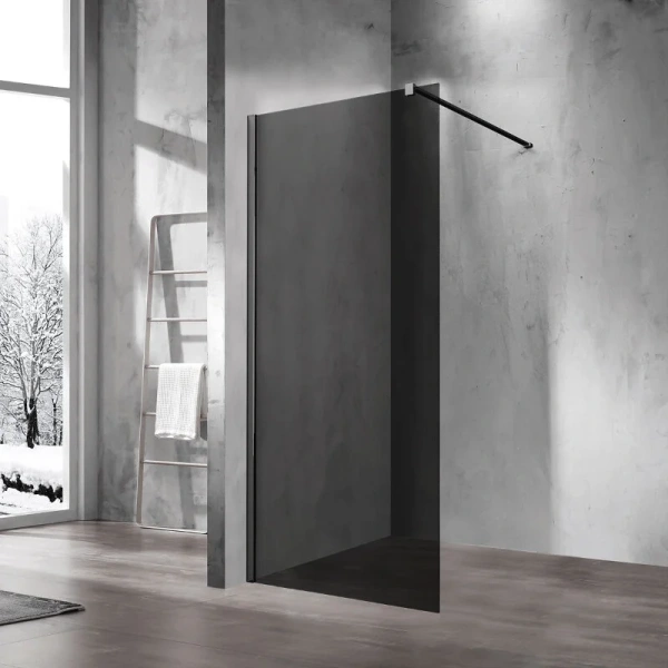 Душевая перегородка Vincea Walk-In 110 см профиль черный стекло тонированное VSW-1H110CGB (детальная фотография)