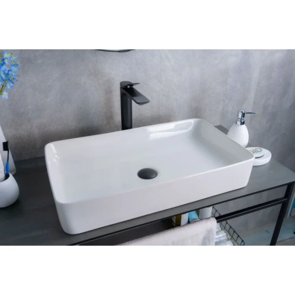 Раковина GID Geometrico N9396 60 см белая 51140 (детальная фотография), накладные (на столешницу)