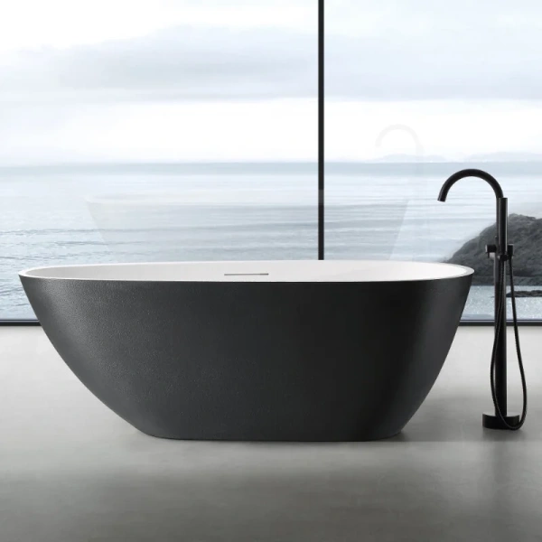 Ванна из искусственного камня Abber Dortmund 170x75 см черно-белая матовая AM9911BW (детальная фотография)