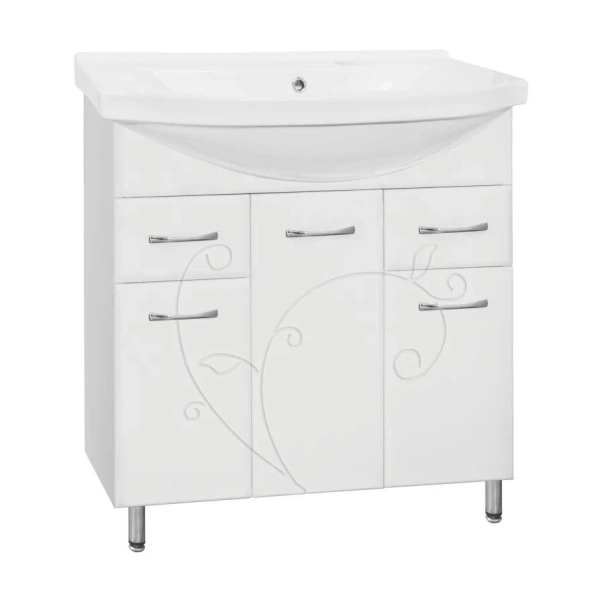 Тумба с раковиной напольная Style Line Эко Фьюжн ЛС-00000076 80 см с двумя ящиками (детальная фотография)