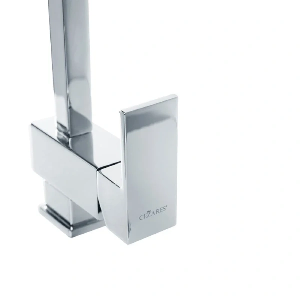 Смеситель для раковины Cezares Unika-LSM1-A однорычажный, высокий (детальная фотография), высокие, прямоугольная форма
