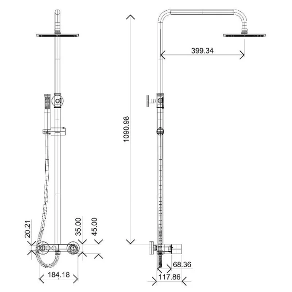 Душевая стойка Boheme Stick золото 128-GG (детальная фотография), современные, hi-tech, декорированные