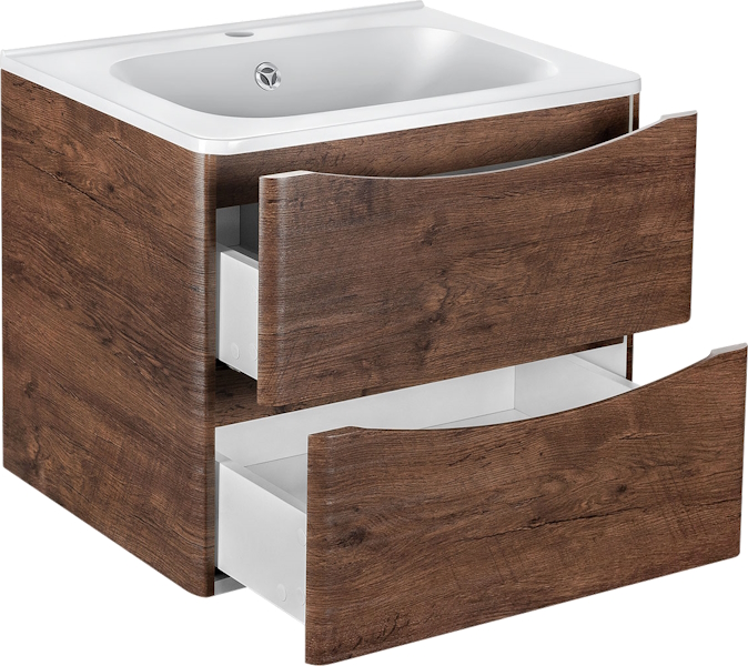 Тумба под раковину подвесная Vincea Paola 58,9 см R.Wood VMC-2P600RW (детальная фотография), моноблок