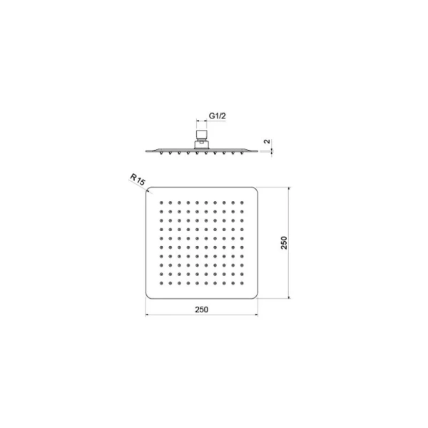 Верхний душ Акватек черный AQ2072MB (детальная фотография), верхние души