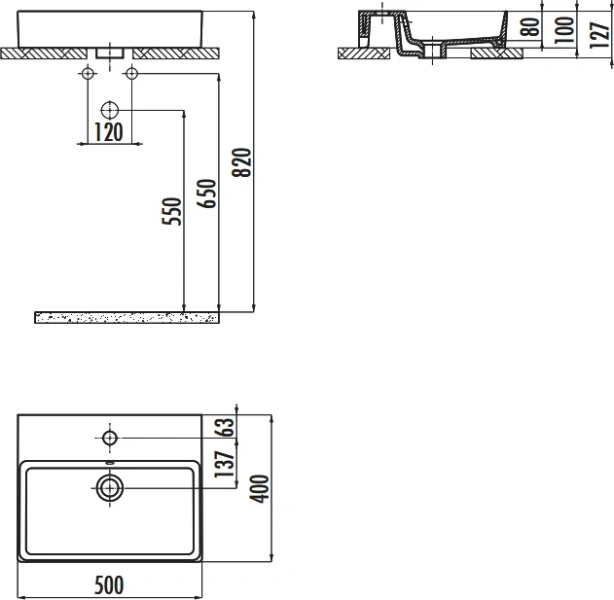 Раковина Creavit Volga 50 см белая VX242-00CB00E-0000 (детальная фотография), современные, hi-tech
