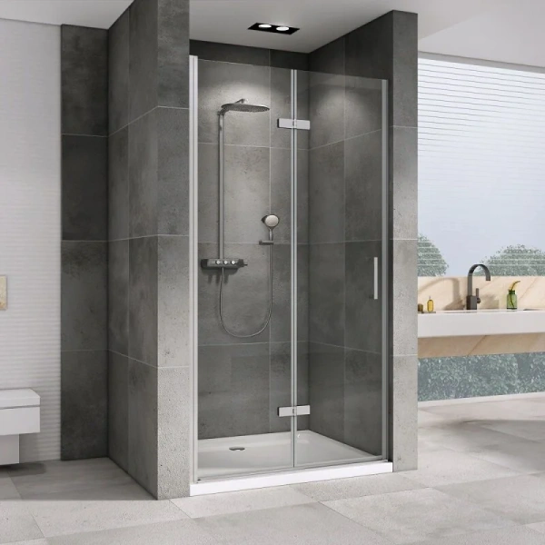 Душевая дверь в нишу Abber Sonnenstrand 80 см профиль хром, стекло прозрачное AG08080P (детальная фотография), 80 см