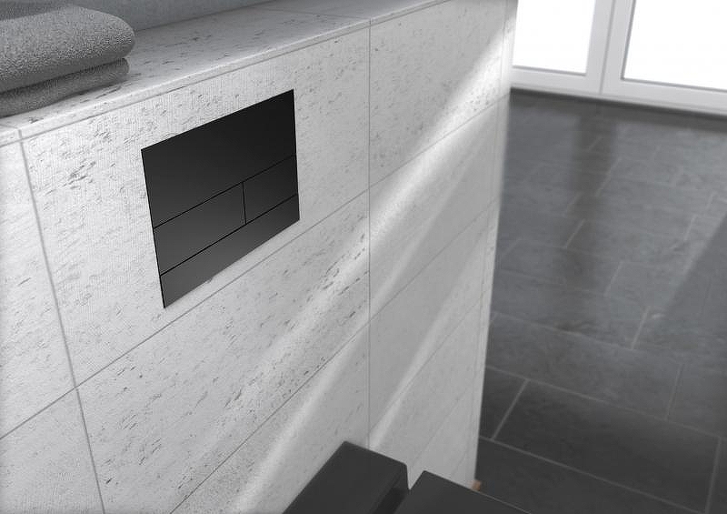 Клавиша смыва Tece TECEsquare II черный хром 9240837 (детальная фотография), слив эконом-стандарт с двумя клавишами