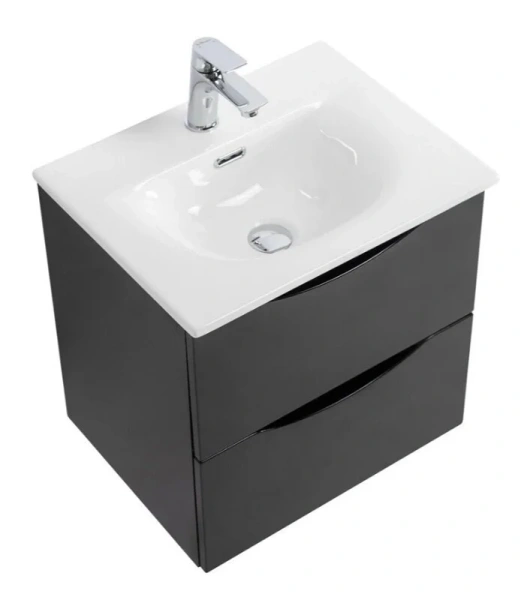 Тумба под раковину подвесная BelBagno Marino-Cer-Mini 50 см Nero Lucido MARINO-CER-MINI-500-2C-SO-NL-P (детальная фотография), подвесная, пристенная