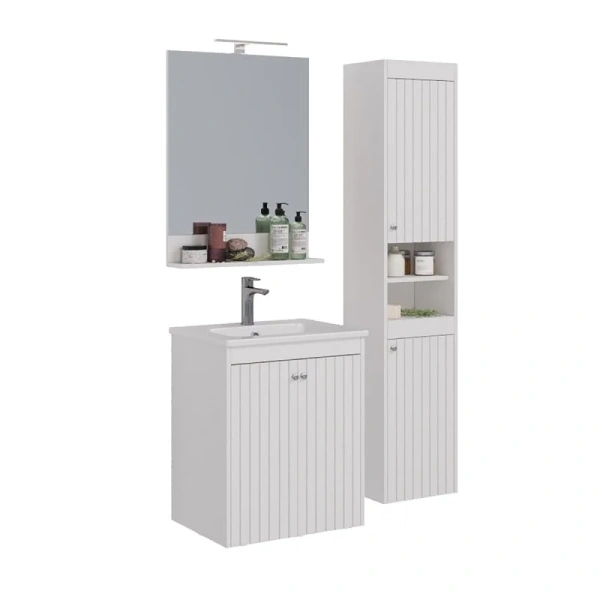 Тумба под раковину подвесная Lemark Romance 60 см белый глянец LM07R60T (детальная фотография), недорогo, комплект (набор)