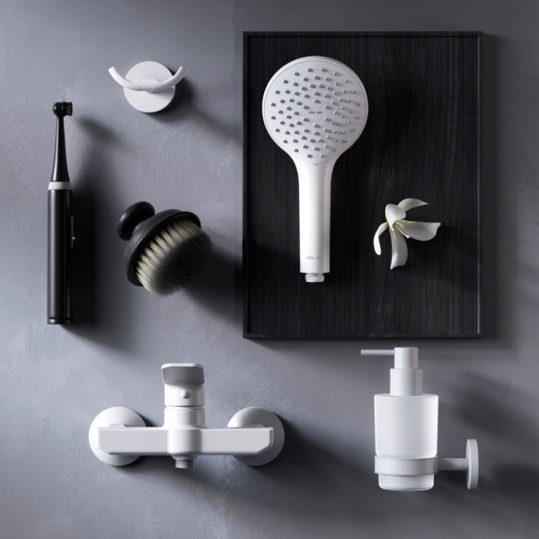 Смеситель для душа Am.Pm X-Joy белый F85A20033 (детальная фотография), с 2 монтажными отверстиями