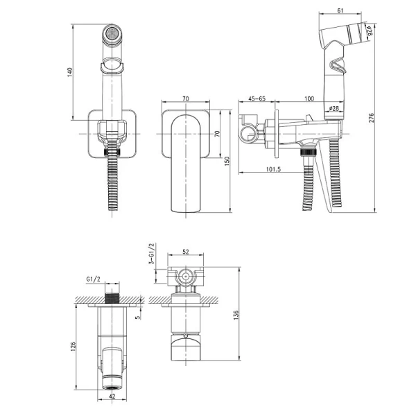 Гигиенический душ со смесителем Lemark Allegro белый/хром LM5920CW (детальная фотография), полный комплект со смесителем