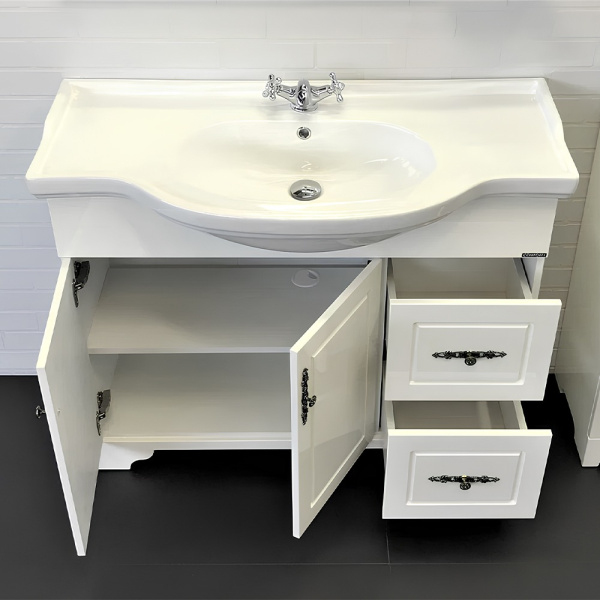 Тумба с раковиной напольная Comforty Севилья 105 см слоновая кость 00003132627CF (детальная фотография), классика, ретро