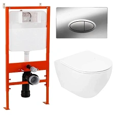 Унитаз с инсталляцией Belbagno Stylus кнопка хром