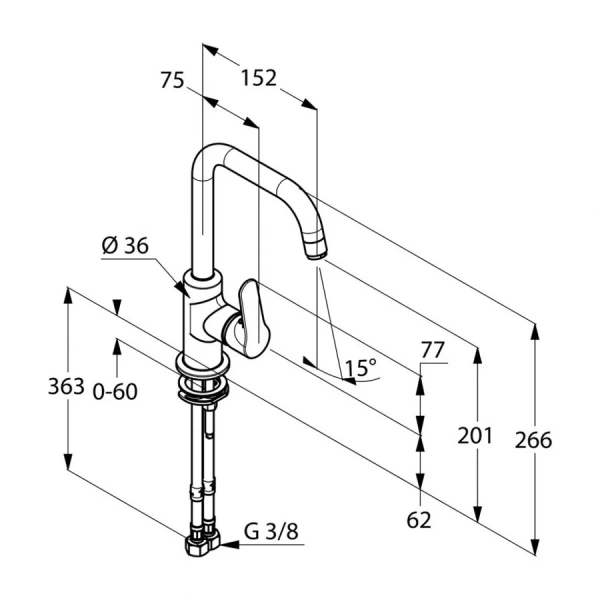 Смеситель для раковины Kludi Objekta хром 320240575 (детальная фотография), современные, hi-tech