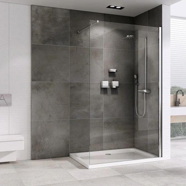 Душевая перегородка Abber Immer Offen AG61090 90 см стекло прозрачное (детальная фотография), хром, черные