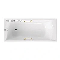 Чугунная ванна Vinsent Veron Devon VDV1807045H/VH0012GD, 180 x 70 см, ручки золото, цвет белый