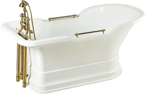 Ванна из искусственного камня Migliore Impero Podium 180х87 см фурнитура бронза - фото 3