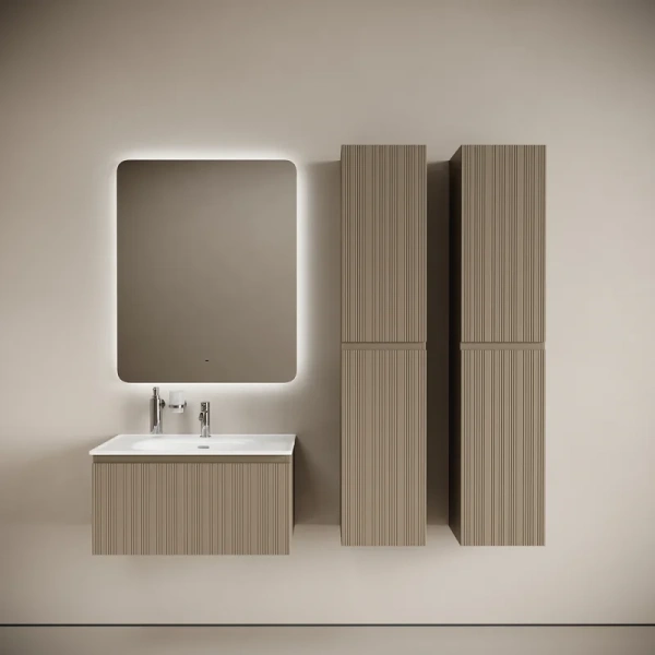 Тумба под раковину подвесная Sancos Code 80 см серо-бежевая CD80GB (детальная фотография), моноблок